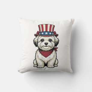 Coussin Chien Patriotique Gravure Vintage Design Vectoriel