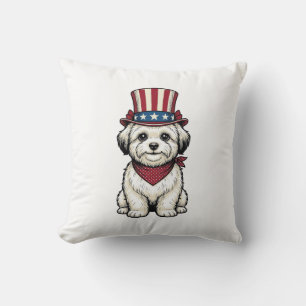 Coussin Chien Patriotique Gravure Vintage Vector Design_1