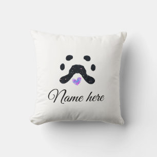 Coussin Chien patte noir animal ajouter nom texte animal p