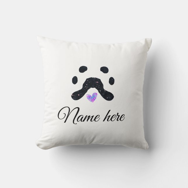 Coussin Chien patte noir animal ajouter nom texte animal p (Recto)