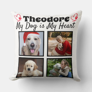 Coussin Chien personnalisé quatre photo collage