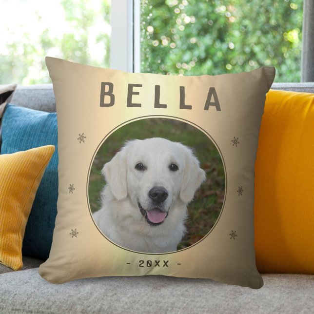 Coussin Chien - Photo Metallic Golden Snowflake Keepsaké (Créateur téléchargé)