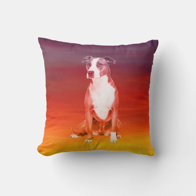 Coussin Chien Pitbull Assis Sur La Plage (Recto)