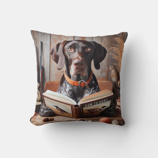 Coussin Chien pointer allemand à cheveux court chasse amus (Recto)