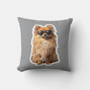 Coussin Chien Pomeranian Mignon Animaux Drôles avec Lunett