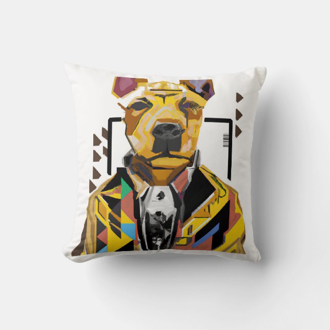 Coussin Chien portant un costume : Art numérique (Recto)