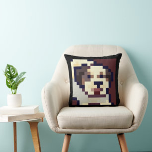 Coussin Chien qui aboie. Pixel Art, pixelart
