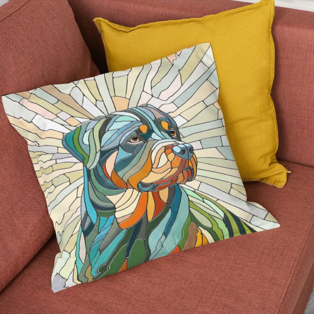 Coussin Chien Rottweiler - art de la mosaïque (Créateur téléchargé)