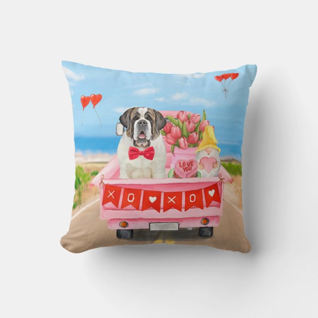Coussin Chien Saint-Bernard Camion de la Saint-Valentin av (Recto)