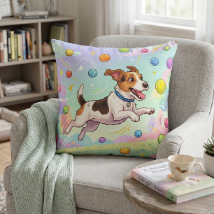 Coussin Chien sautant qui poursuit des balles Mignon et