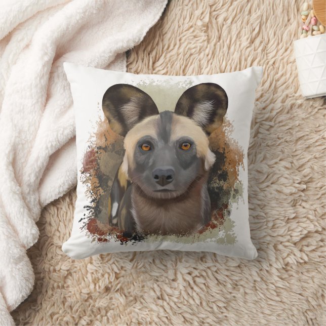 Coussin Chien sauvage africain | Abstrait Paint Splatter (Couverture)