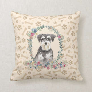 Coussin Chien Schnauzer Miniature Empreinte de patte & Cut