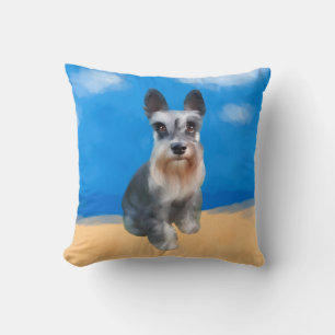 Coussin Chien Schnauzer Miniature Sur La Plage