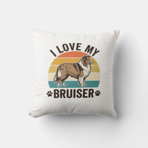 Coussin Chien Sheltie Vintage J'aime Mon Bruiser Design Ré