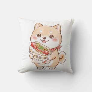 Coussin Chien Shiba Inu mignon avec un wrap de saucisse de