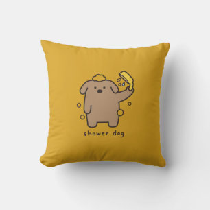 Coussin Chien sous la douche Brun Caniche Moment du bain K
