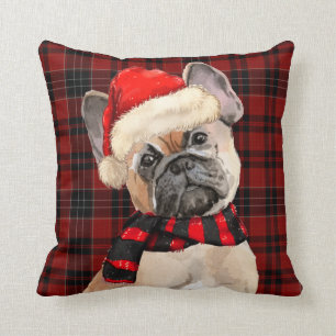 Coussin Chien-taureau français et Pillo de Jeu de Noël rou