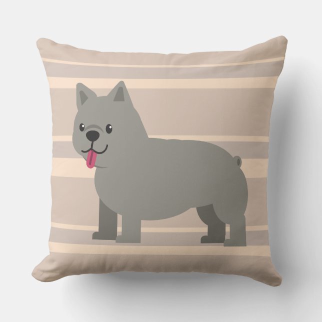 Coussin Chien-taureau Français Gris, Gris (Recto)