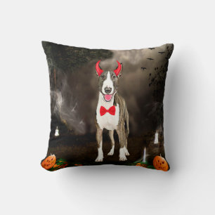 Coussin Chien taureau Terrier en costume d'Halloween