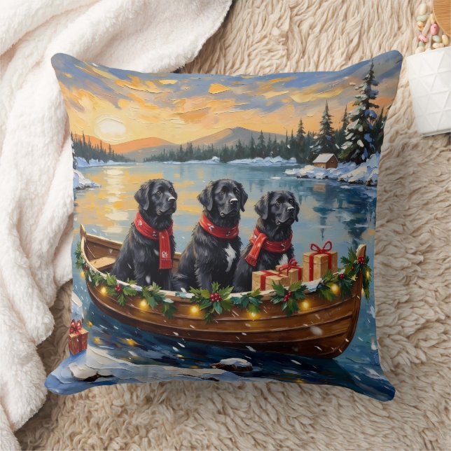 Coussin Chien Terre-Neuve Noël Bateau Fêtes (Couverture)