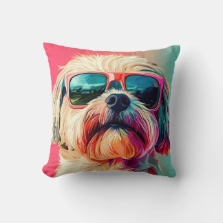 Coussin Chien Terrier West Highland White cool avec lunett