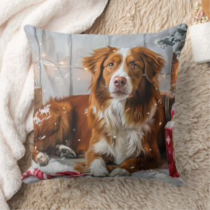 Coussin Chien Toller de Nouvelle-Écosse Fête de Noël