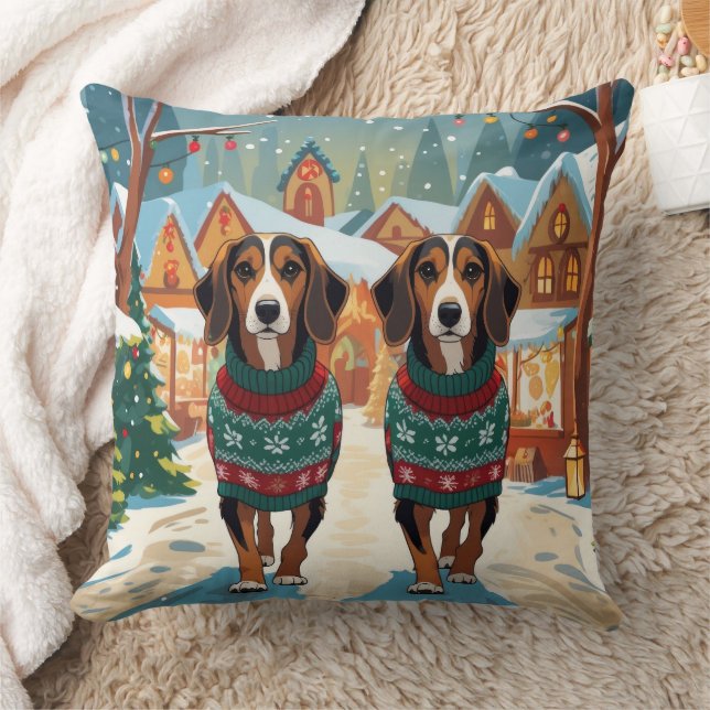 Coussin Chiens Afghan Hound Noël Neige Fêtes (Couverture)