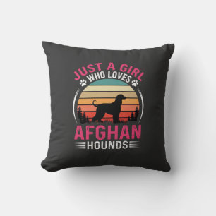 Coussin Chiens Afghans Coucher de Soleil Rétro Amateur de