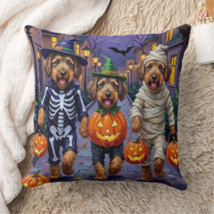 Coussin Chiens Airedale Terrier Trick-or-Treating Hallowee