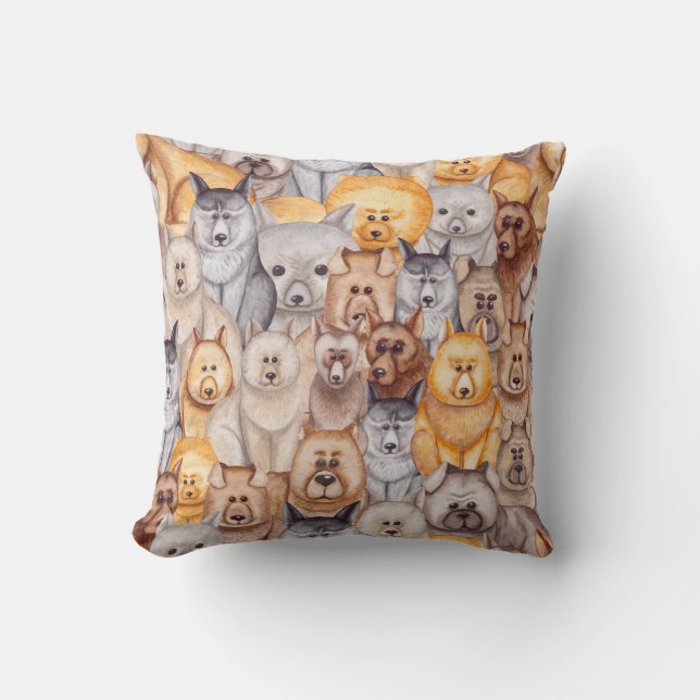 Coussin Chiens Aquarellés : Whimsical Seamless Fun (Recto)