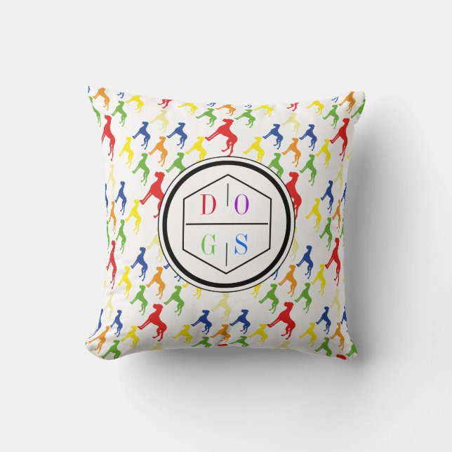 Coussin Chiens arc-en-ciel (Recto)
