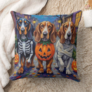 Coussin Chiens Basset Hound faisant Trick-or-Treating à Ha