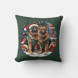Coussin Chiens bergers allemands de Noël