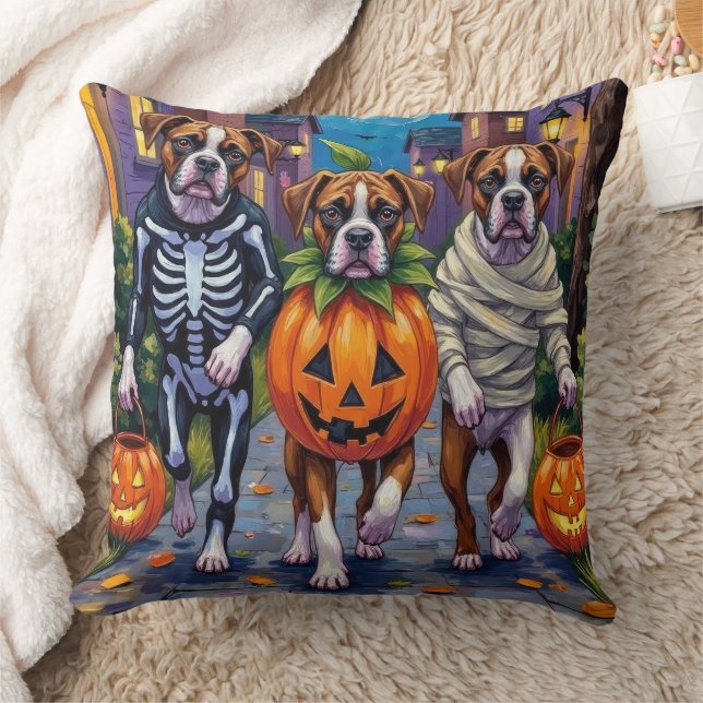 Coussin Chiens Boxers demandant des friandises pour Hallow (Couverture)
