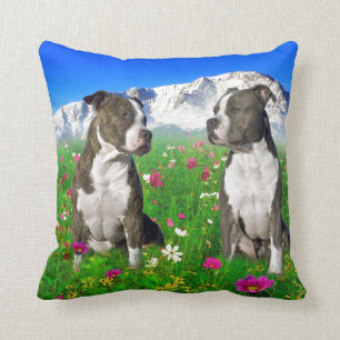 Coussin Chiens Brindle et bleus du Staffordshire et de