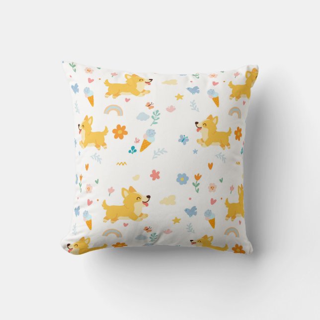 Coussin chiens corgis dessin animé drôles (Recto)