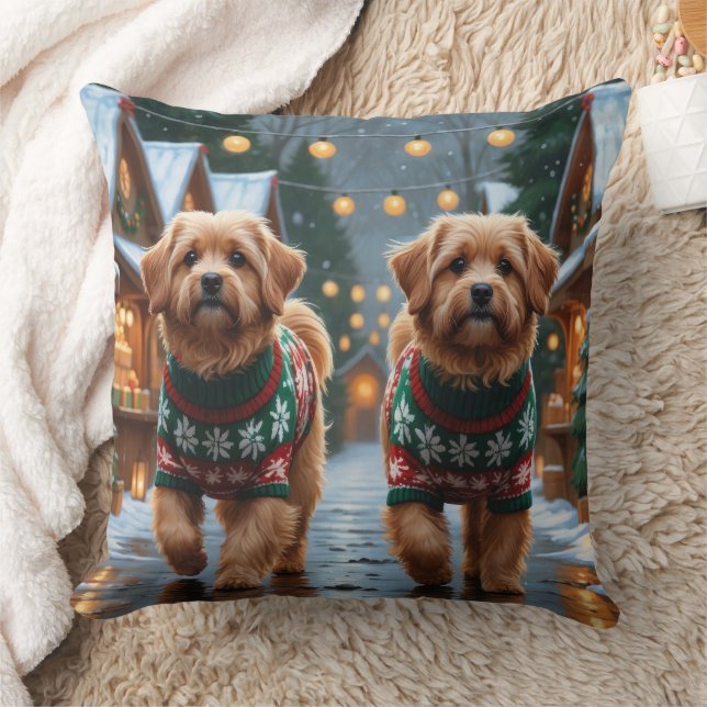 Coussin Chiens Coton De Tulear Noël Neige Fêtes (Couverture)