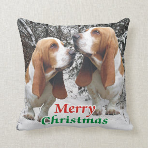 Coussin Chiens de basset de Joyeux Noël