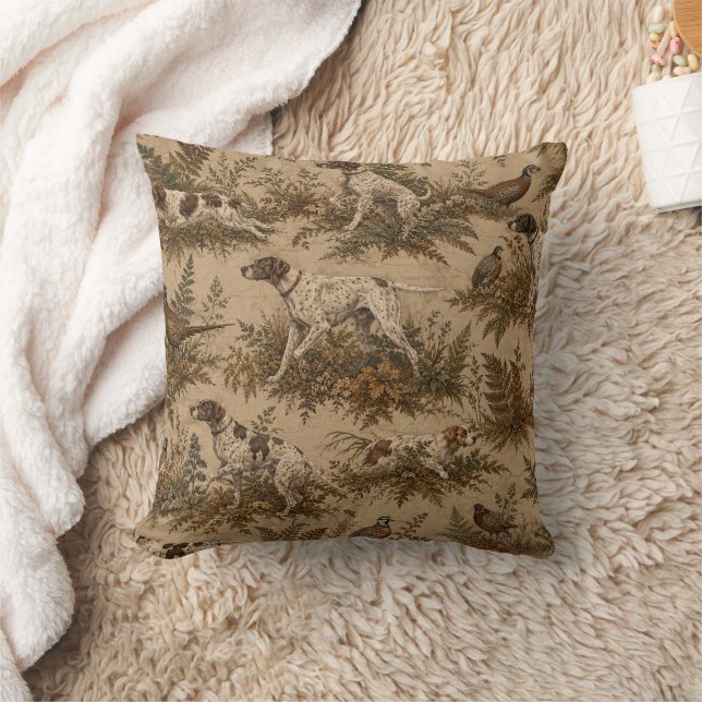 Coussin Chiens de chasse et gibier à plumes de style vinta (Couverture)