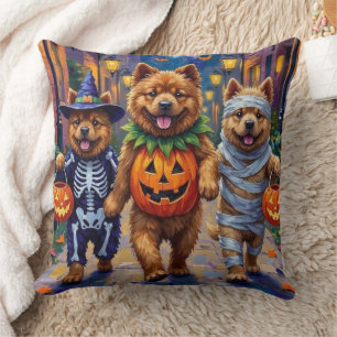 Coussin Chiens de Chow Chow Trick or Treating Halloween Co