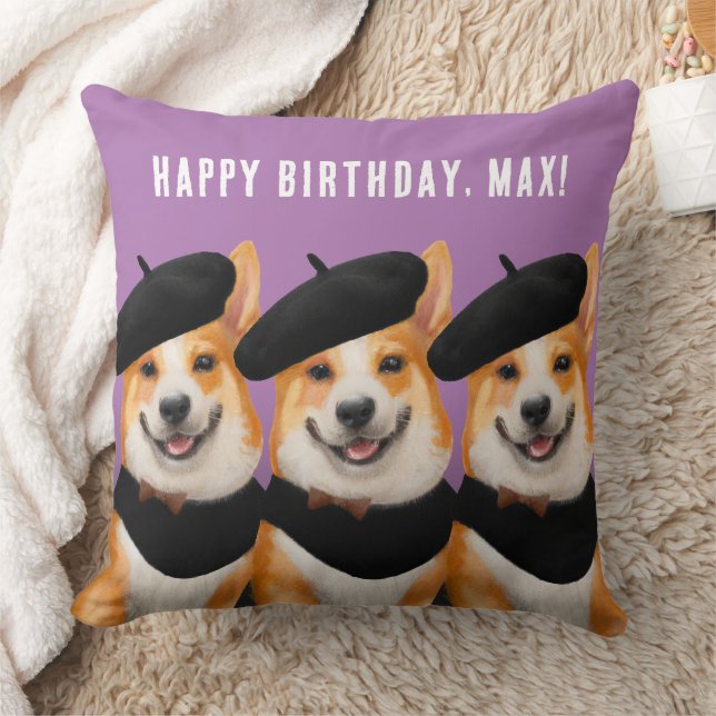 Coussin Chiens De Corgi Chic Chic Vous Souhaitent Bon Anni (Couverture)