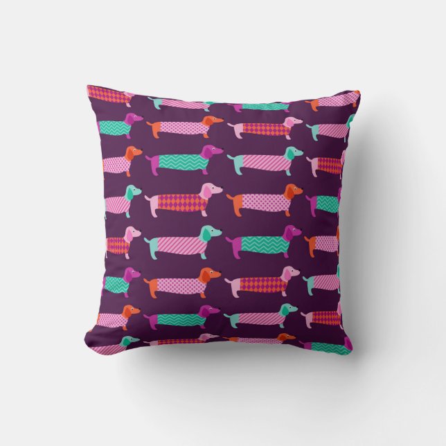Coussin Chiens de Dachshund : Motif mignon sans couture. (Recto)