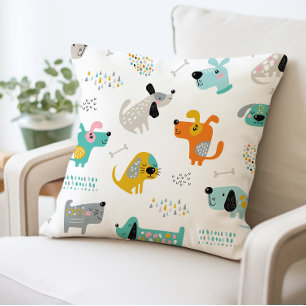 Coussin Chiens de dessin colorés Jeter l'oreiller