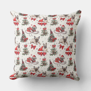Coussin Chiens de Noël mignons en couleurs rouge-noir à No