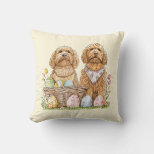 Coussin Chiens de Pâques Goldendoodle