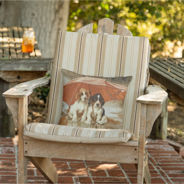 Coussin Chiens de race Basset sous parapluie CC0926 Trood (Chaise)