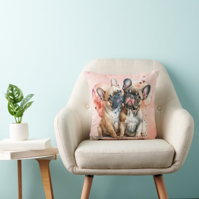 Coussin Chiens de taureaux français Aquarelle (Chaise)