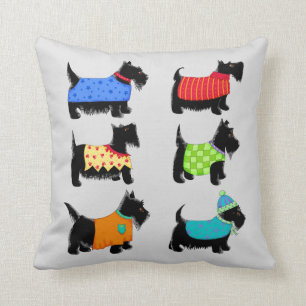 Coussin Chiens de Terrier écossais noirs Gris ou gris déco