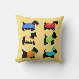 Coussin Chiens de Terrier écossais noirs Jaune