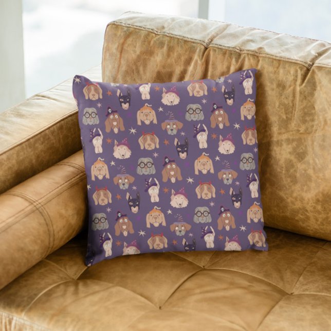 Coussin Chiens d'Halloween violets (Créateur téléchargé)